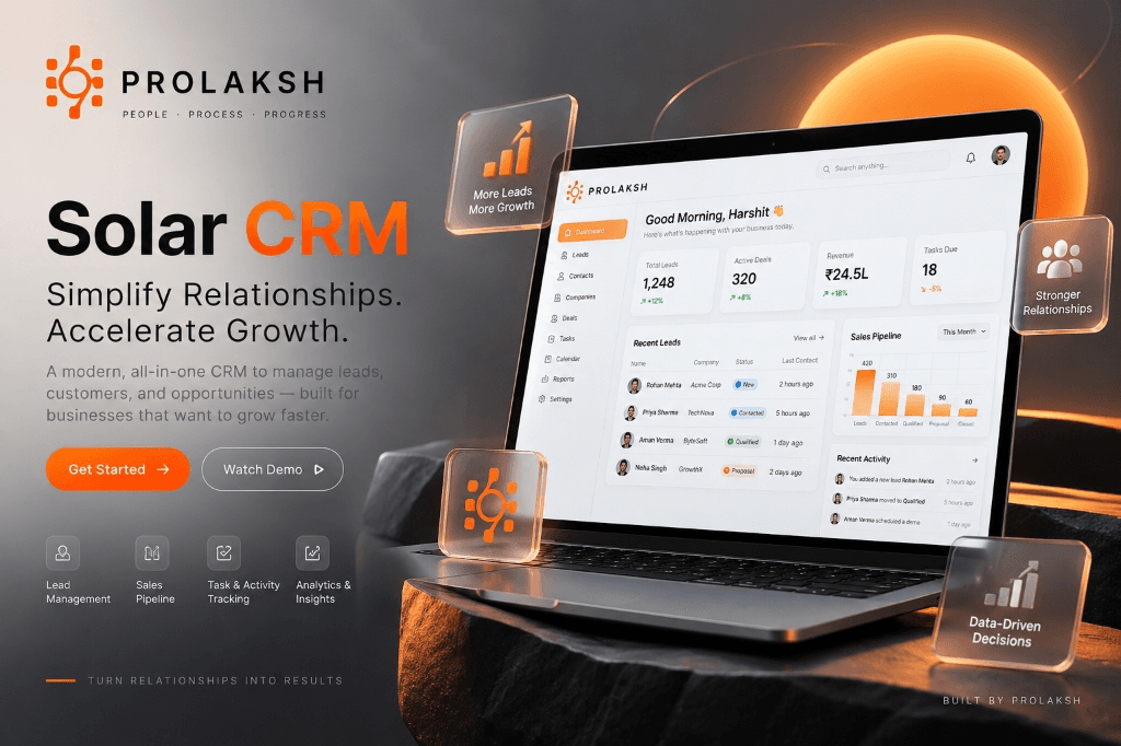 PROLAKSH Solar CRM - Powering Relationships. Energizing Growth.